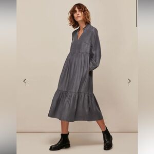 Whistles Denim Trapeze Midi Dress